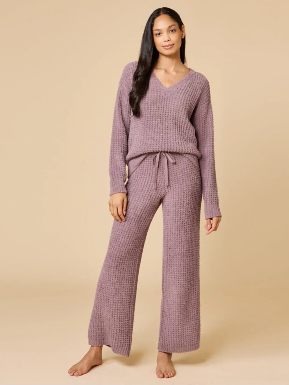 Softies Waffle Knit Marshmallow Luxe Lounge Pants in Driftwood